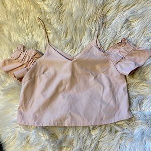 Misguided off the shoulder spaghetti strap blush SZ 4 lined top